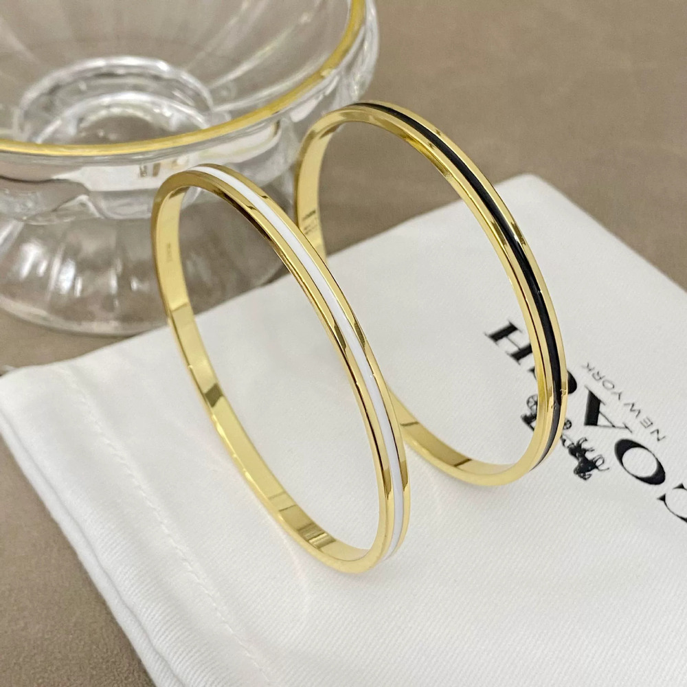 Coach Enamel Inlaid Metal Bangle Bracelet